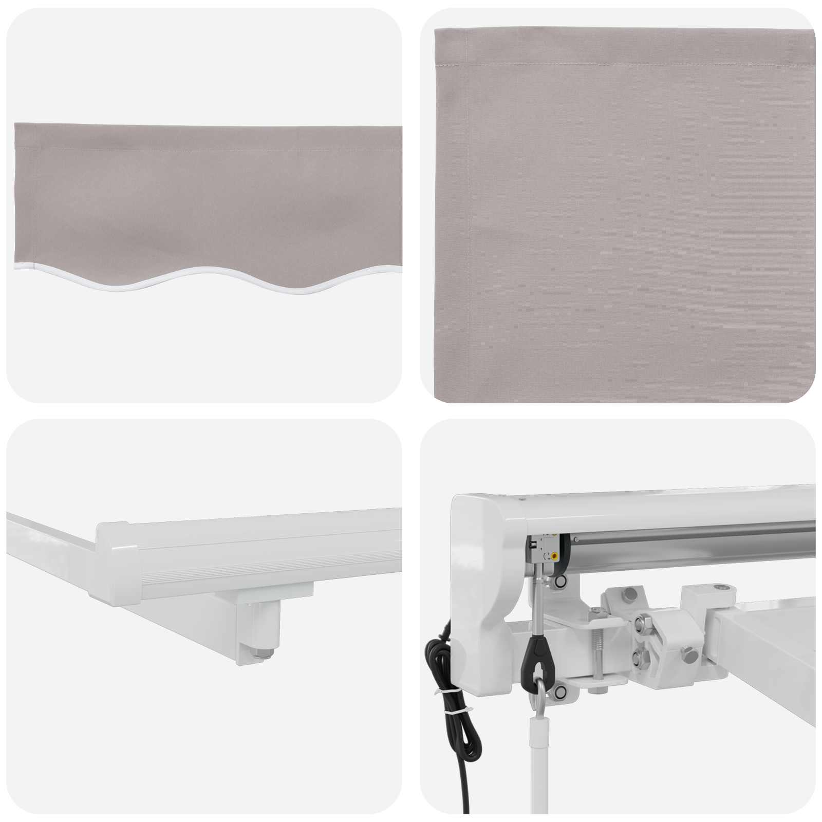 Toldo Retráctil Eléctrico Gris claro y blanco. 4,5 x 3,5 m