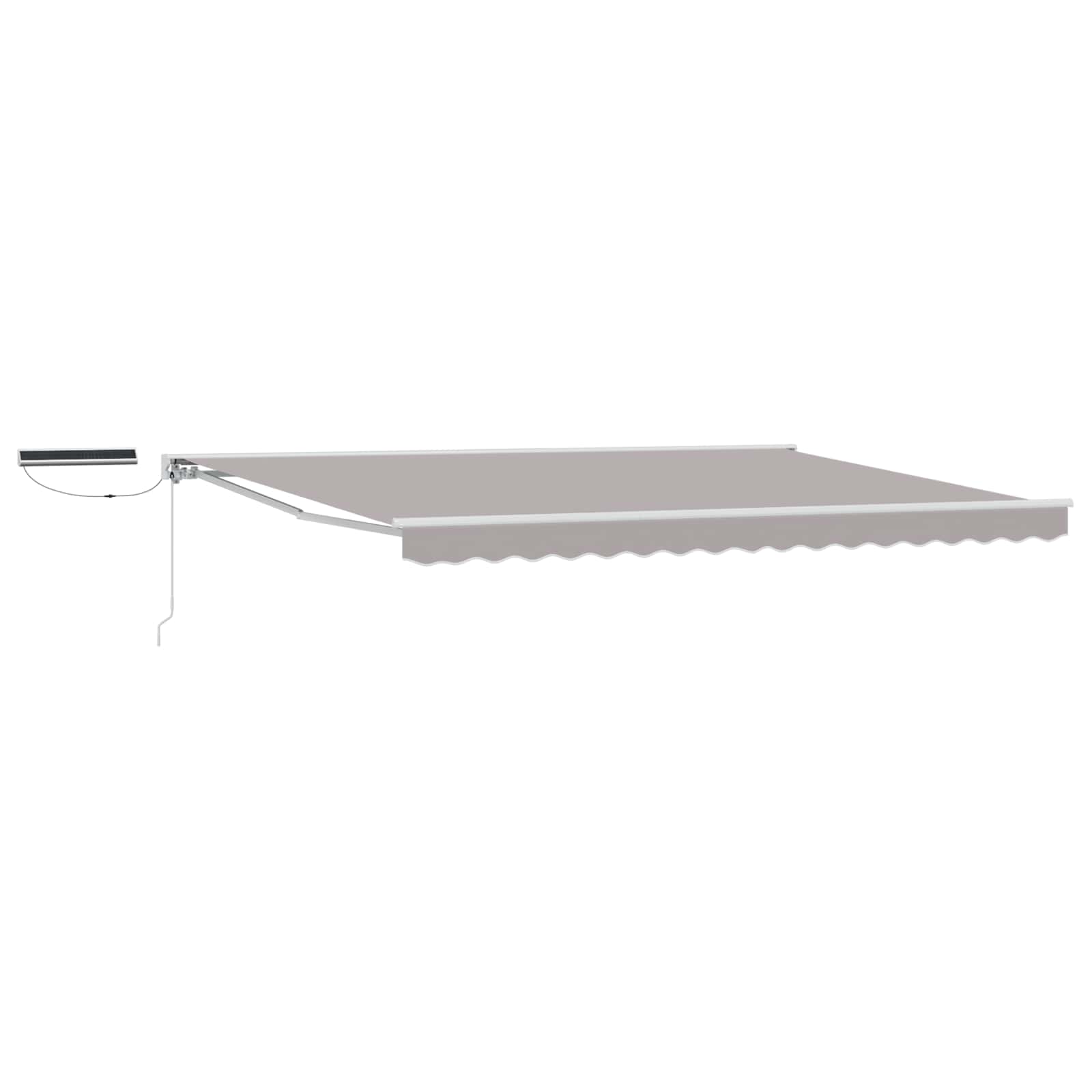 Toldo Retráctil Eléctrico Gris claro y blanco. 5 x 3 m