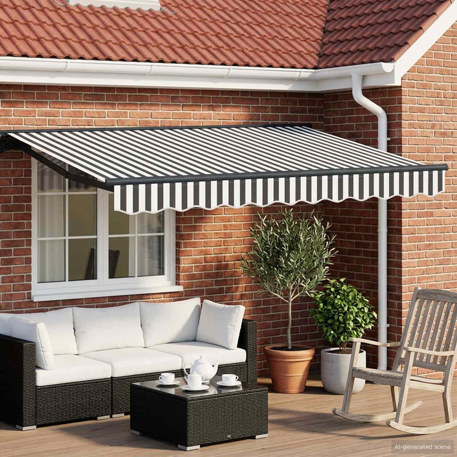 Toldo Retrátil Elétrico Antracite e Branco 3 x 2 m