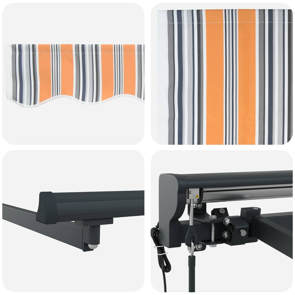 Toldo Retráctil Eléctrico Azul, Naranja, Antracita 3,5 x 2 m