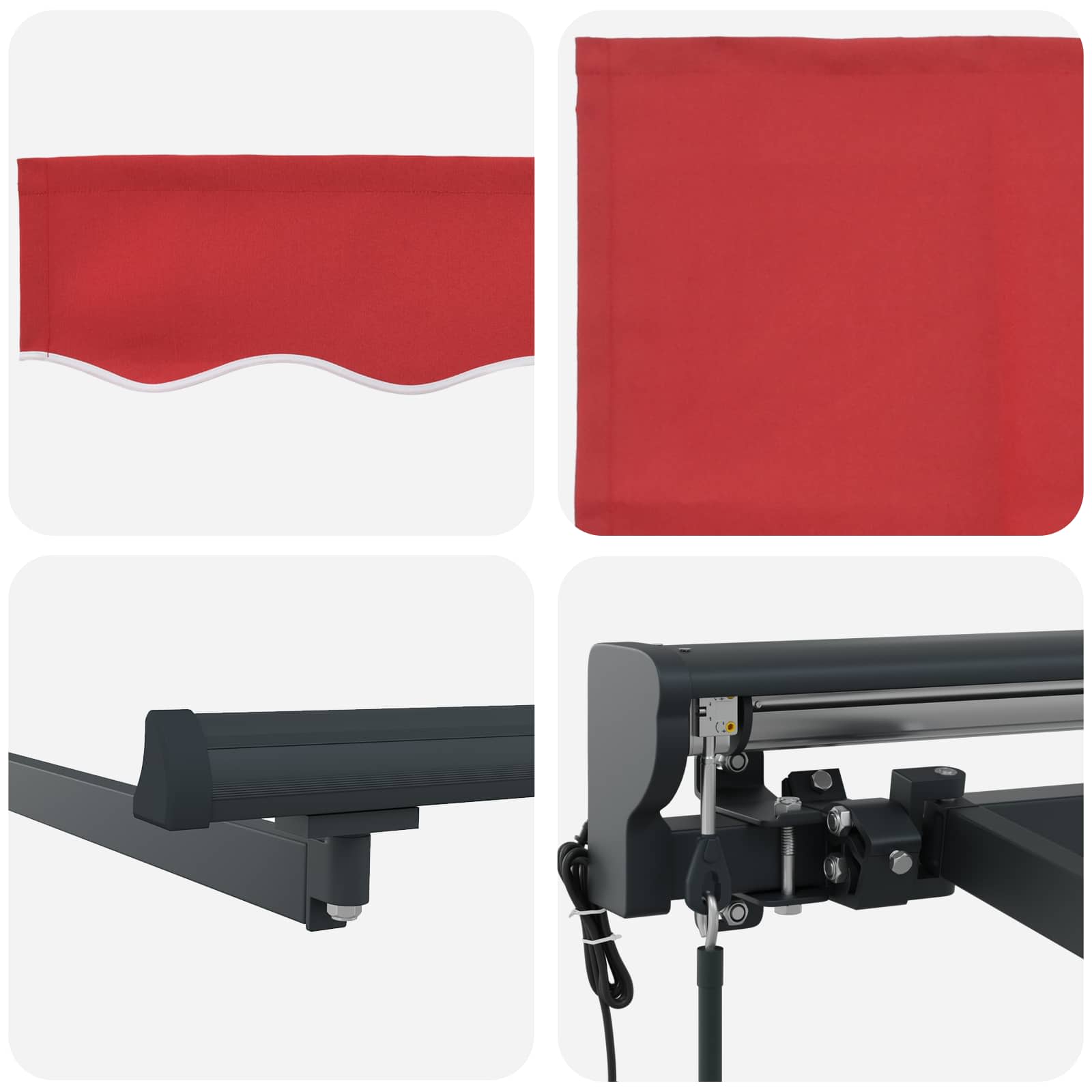 Toldo Retráctil Eléctrico Rojo y Antracita 3 x 2,5 m