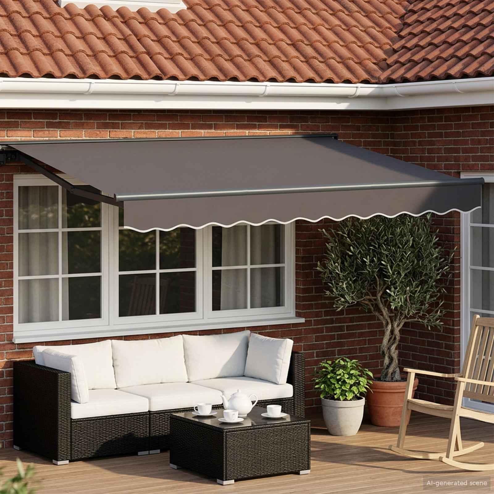 Toldo Retrátil Elétrico Antracite e Branco 5 x 3,5 m