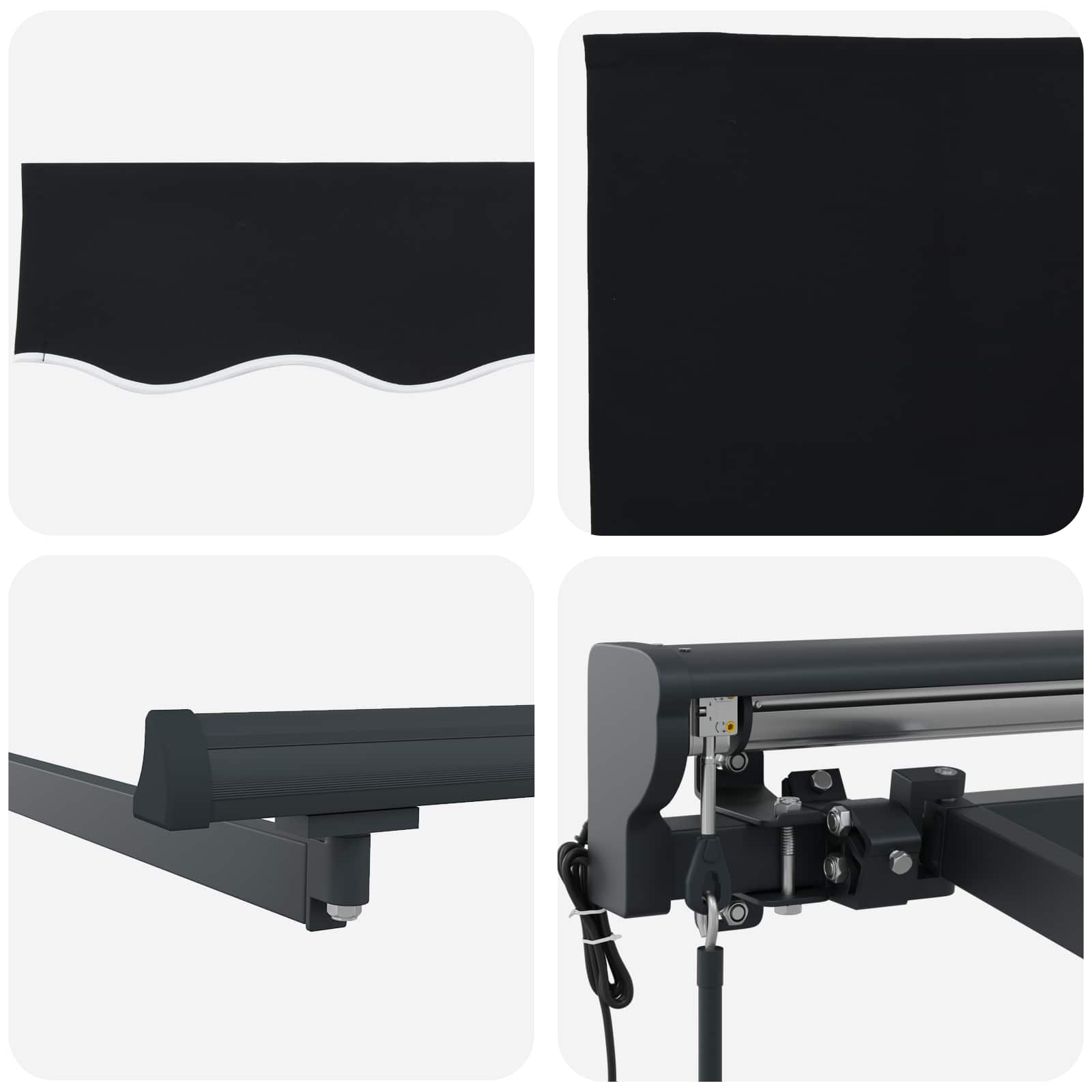 Toldo Retráctil Eléctrico Negro y Antracita 3,5 x 2,5 m