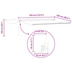 Toldo Retráctil Eléctrico Verde, Blanco, Antracita 3,5 x 2,5 m
