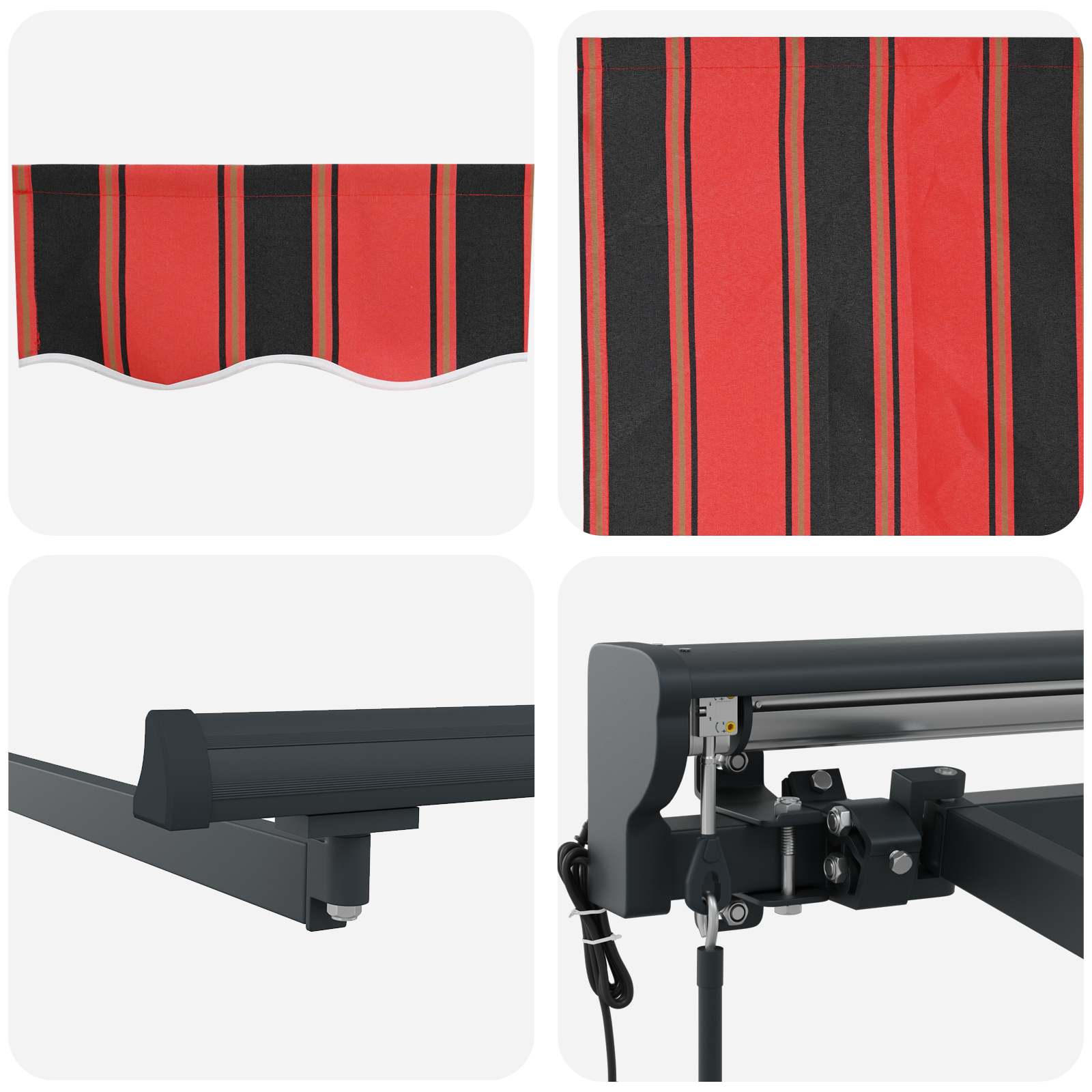 Toldo Retráctil Eléctrico Naranja, Negro, Antracita 4,5 x 3 m