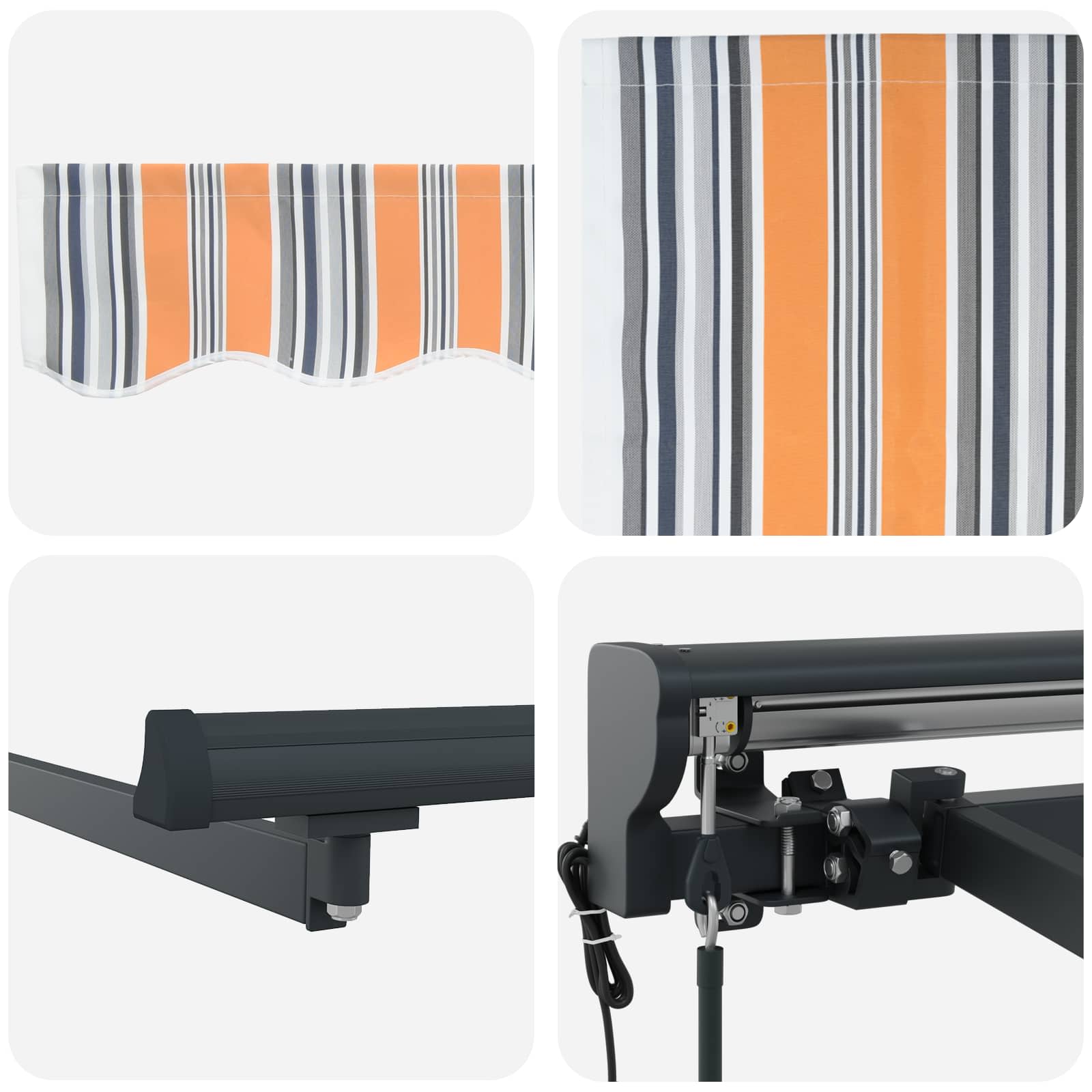 Toldo Retráctil Eléctrico Azul, Naranja, Antracita 4,5 x 3,5 m