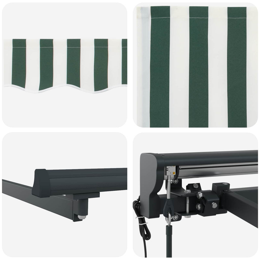 Toldo Retráctil Eléctrico Verde, Blanco, Antracita 5 x 3 m