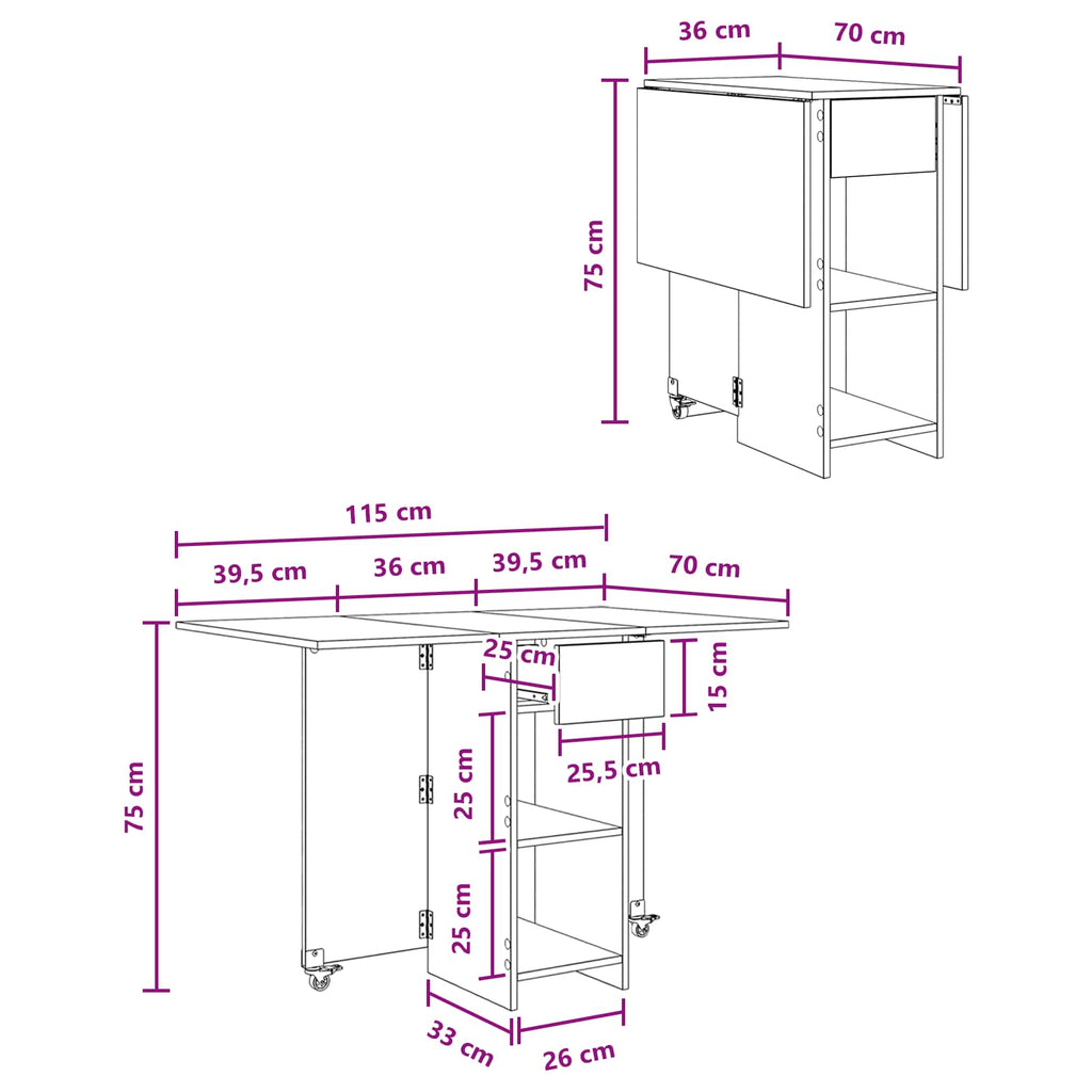 Mesa de comedor 115 x 70 x 75 cm Madera de ingeniería