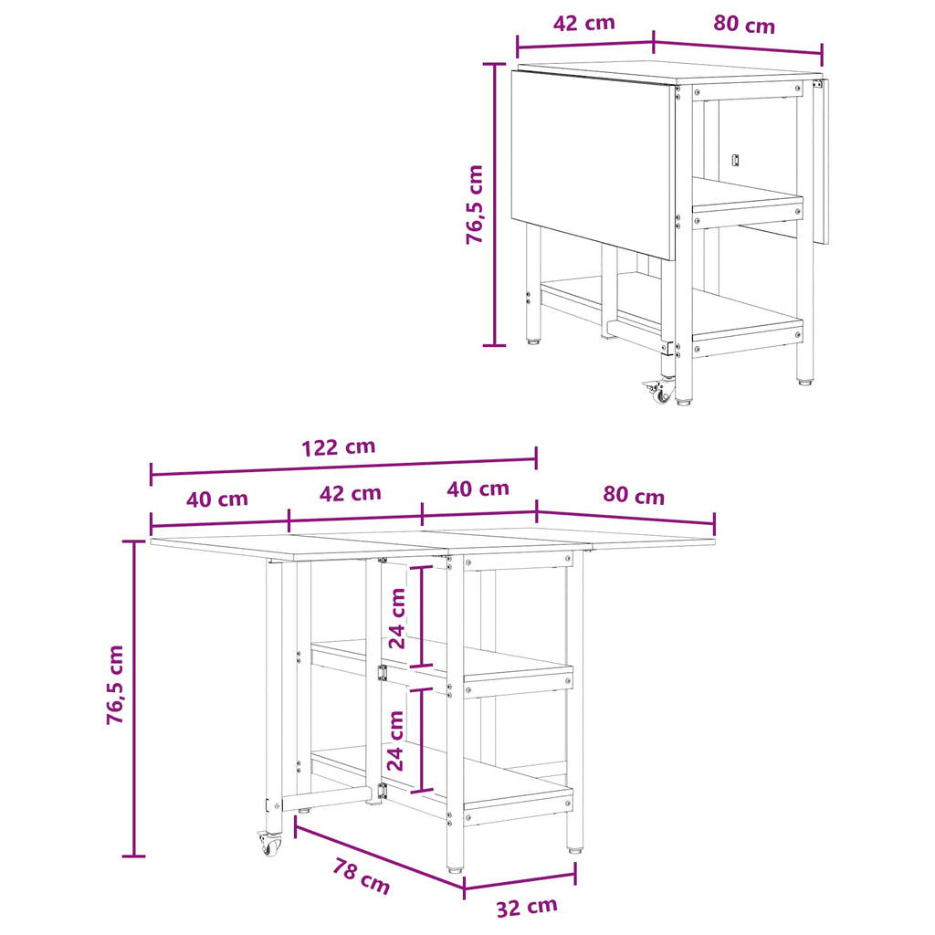 Mesa de comedor 122 x 80 x 76,5 cm Madera de ingeniería