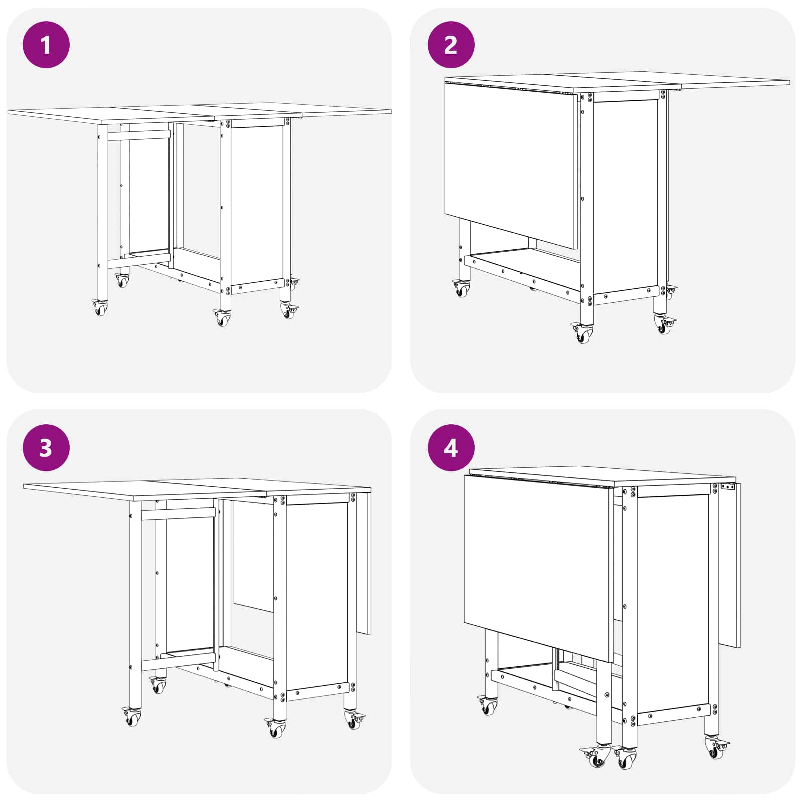 Mesa de comedor plegable con ruedas 130 x 80 x 76,5 cm