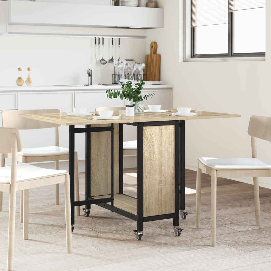 Mesa de comedor plegable con ruedas 130 x 80 x 76,5 cm
