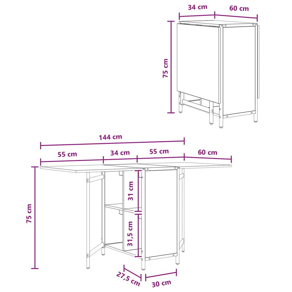 Mesa de comedor 144 x 60 x 75 cm Madera de ingeniería