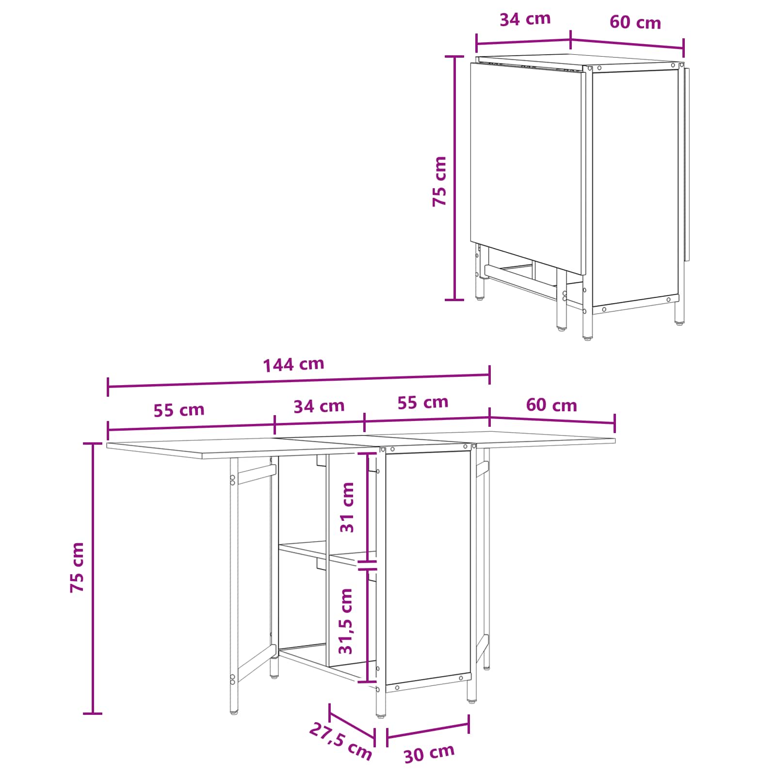 Mesa de comedor 144 x 60 x 75 cm Madera de ingeniería