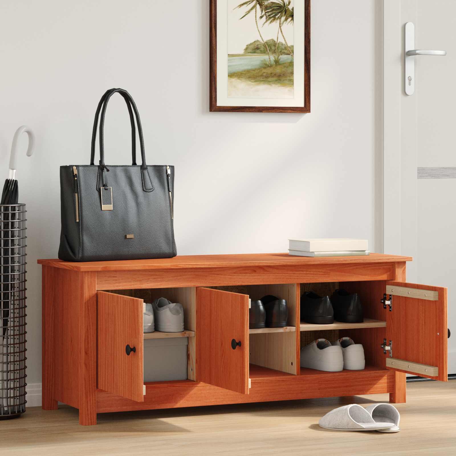 Armario Zapatero Marrón Cera 110 x 38 x 45,5 cm Pino macizo