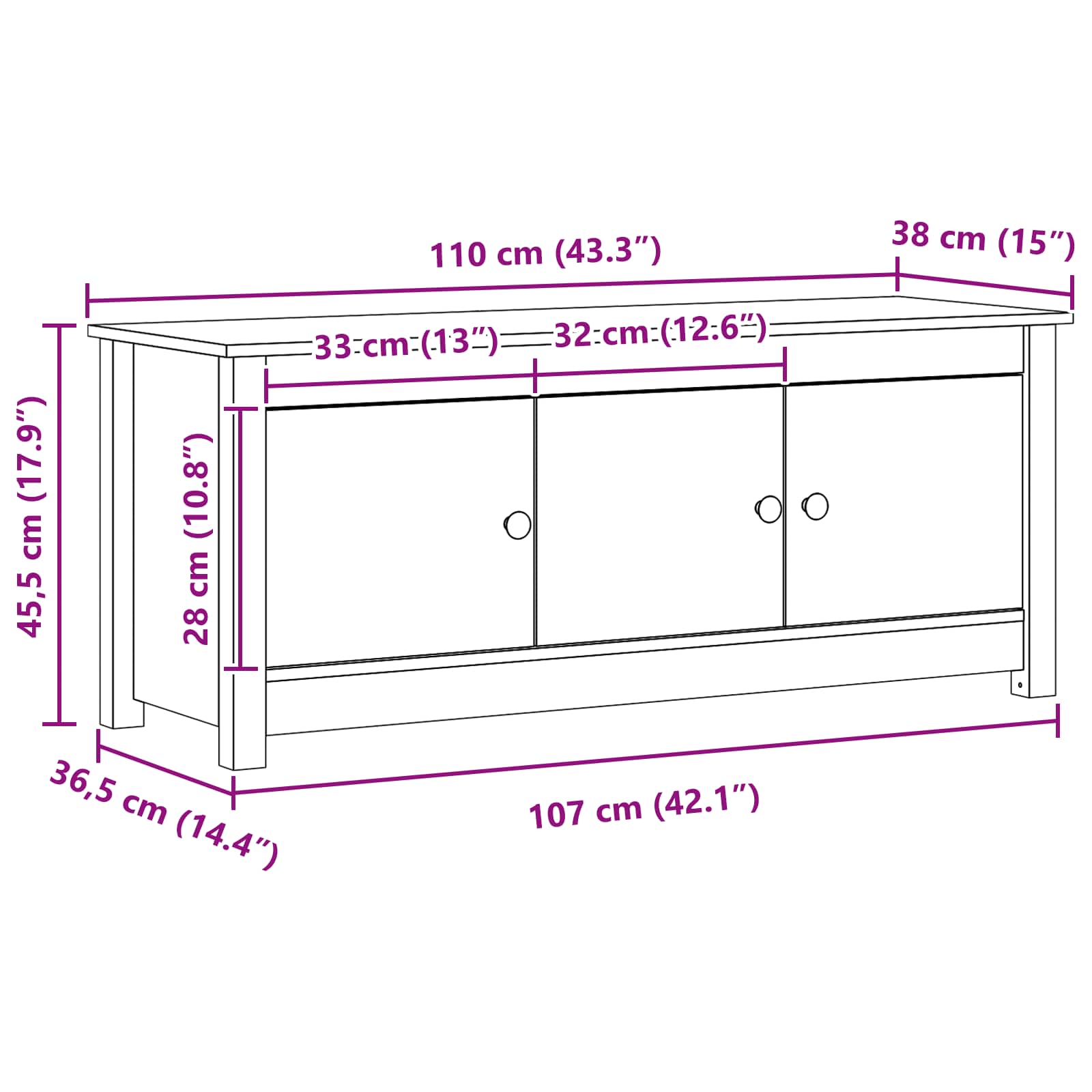 Armario Zapatero Marrón Cera 110 x 38 x 45,5 cm Pino macizo