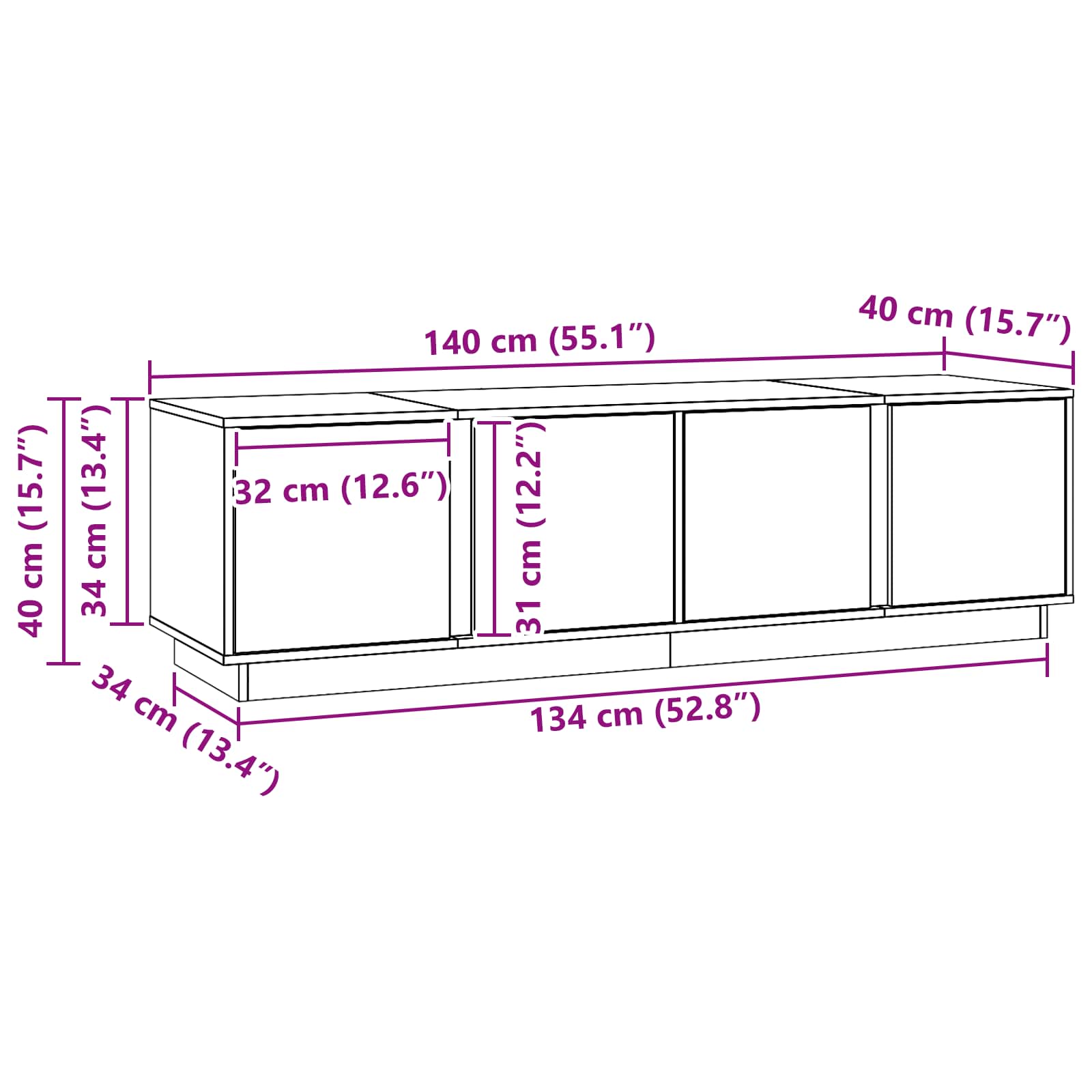 Mueble de TV Marrón Cera 140 x 40 x 40 cm Pino macizo