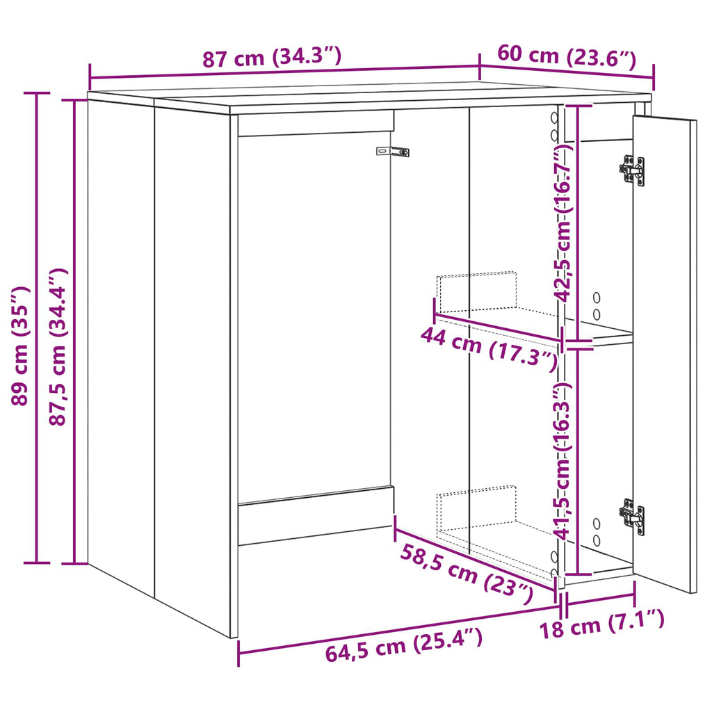 Armario para lavadora 87 x 60 x 89 cm Madera de ingeniería