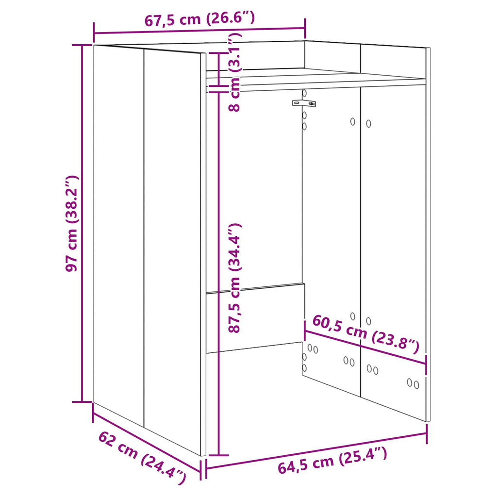 Armario para lavadora 67,5 x 62 x 97 cm Madera de ingeniería