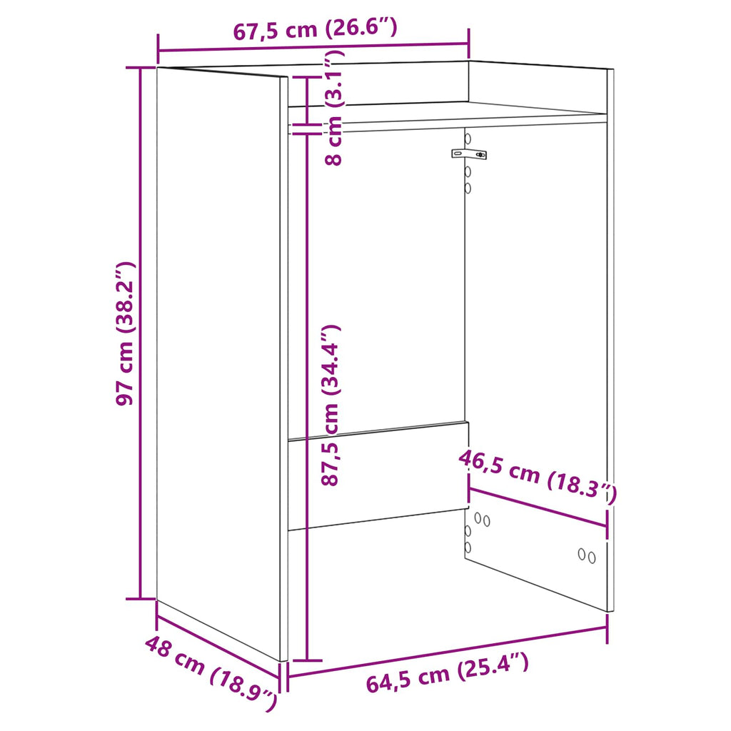 Armario para lavadora 67,5 x 48 x 97 cm Madera de ingeniería