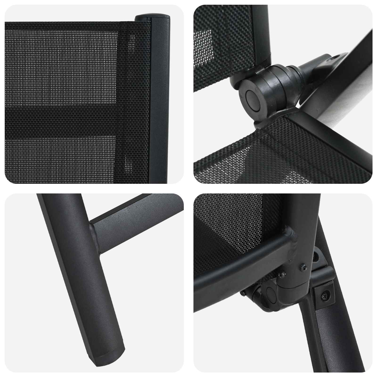 Sillas de jardín reclinables 2 pcs Negro 58 x 73 x 111,5 cm