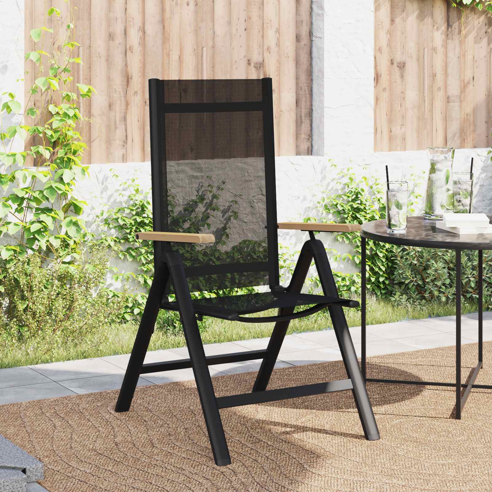 Sillas de jardín reclinables 2 pcs Negro 58 x 73 x 111,5 cm
