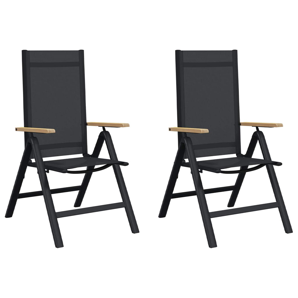 Sillas de jardín reclinables 2 pcs Negro 58 x 73 x 111,5 cm