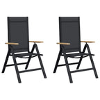 Sillas de jardín reclinables 2 pcs Negro 58 x 73 x 111,5 cm