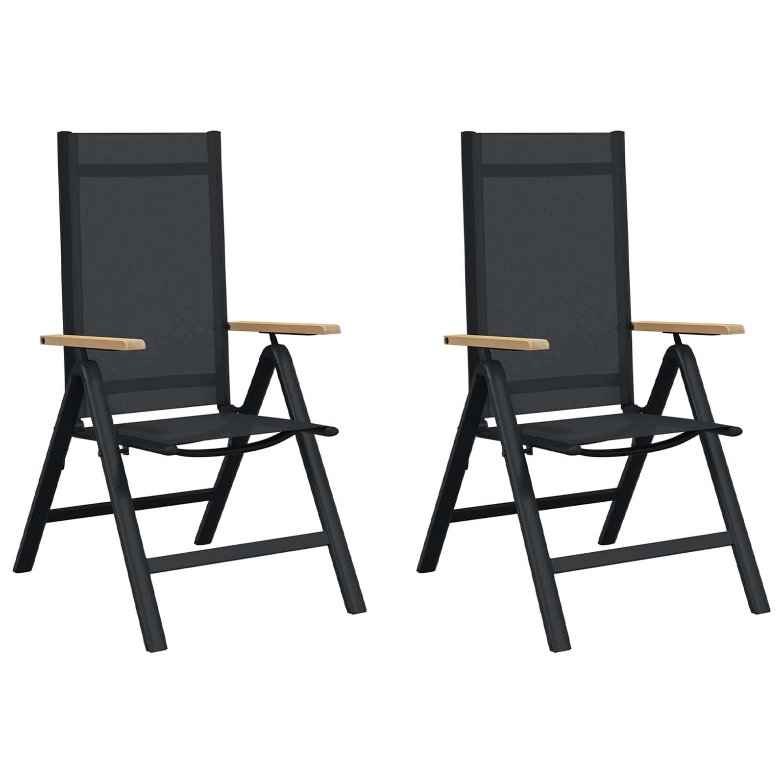 Sillas de jardín reclinables 2 pcs Negro 58 x 73 x 111,5 cm
