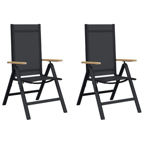 Sillas de jardín reclinables 2 pcs Negro 58 x 73 x 111,5 cm