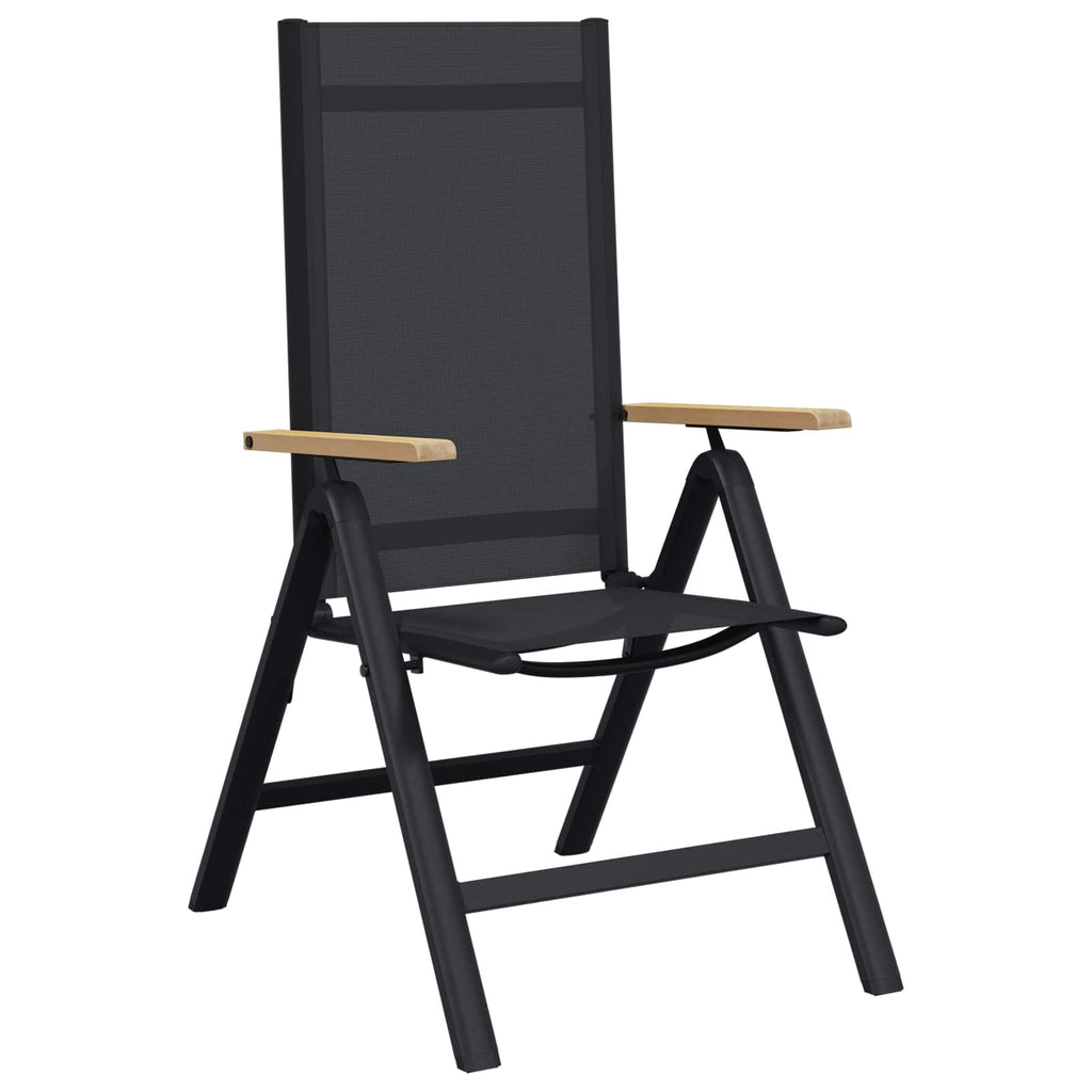 Sillas de jardín reclinables 2 pcs Negro 58 x 73 x 111,5 cm