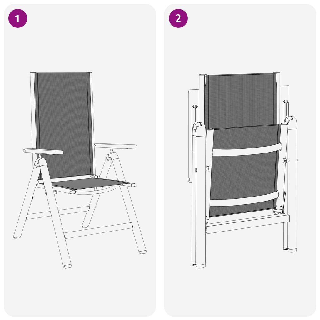 Sillas de jardín reclinables 2 pcs Negro 58 x 73 x 111,5 cm