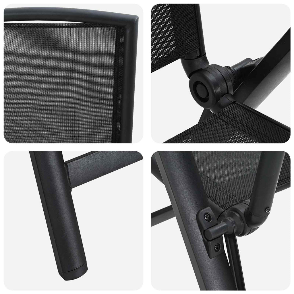 Sillas de jardín reclinables 2 pcs Negro 58 x 71 x 112 cm