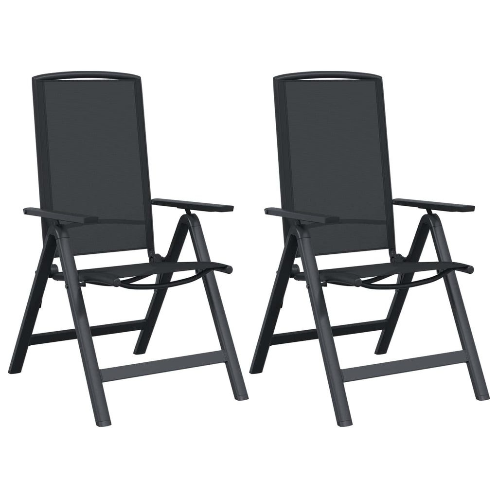 Sillas de jardín reclinables 2 pcs Negro 58 x 71 x 112 cm