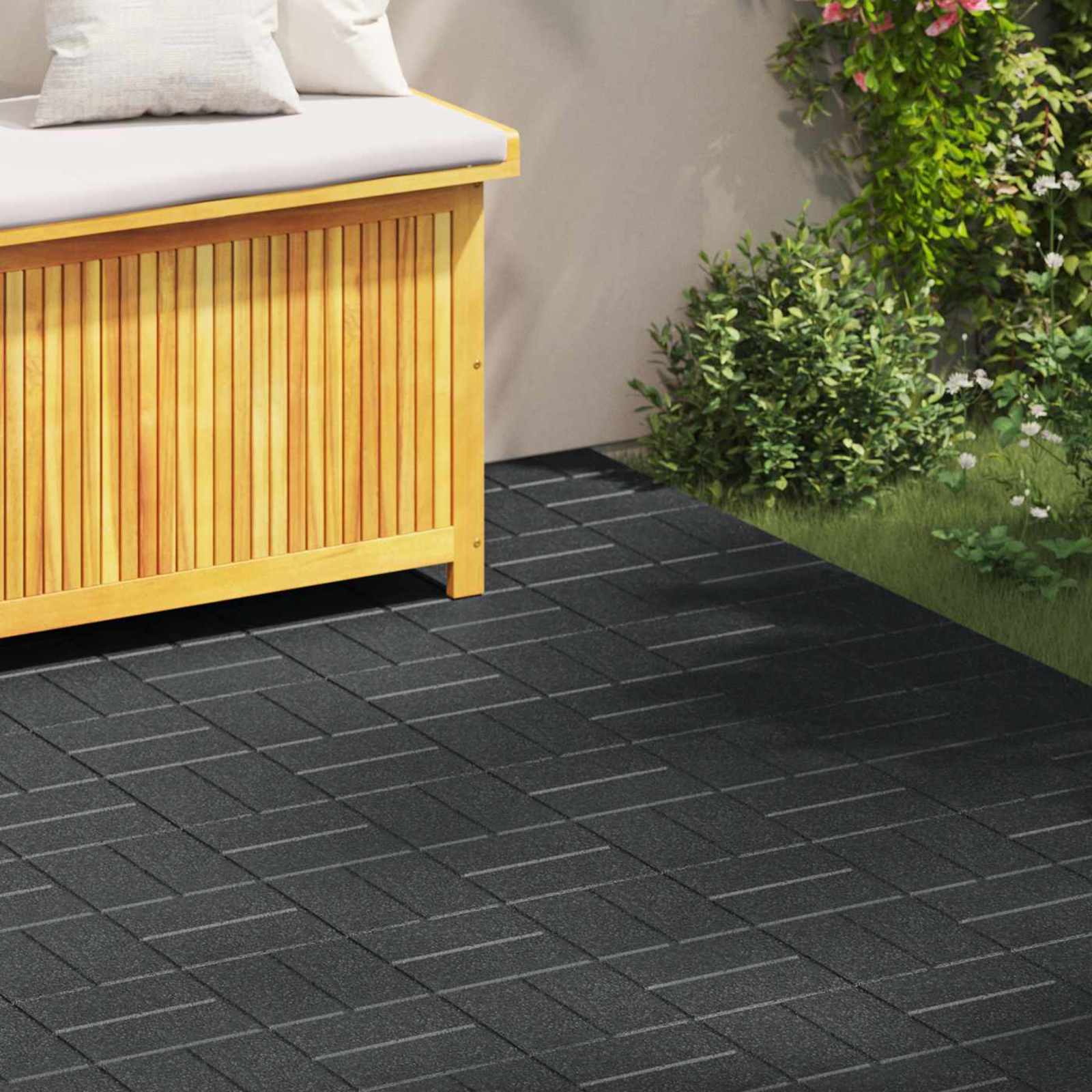 Piedra decorativa 6 pcs Negro 40,5 x 40,5 x 2 cm Goma