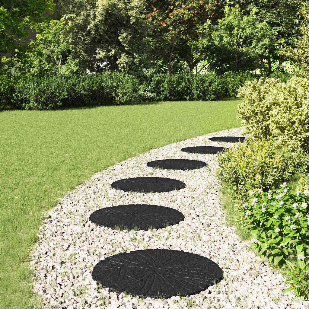Piedra decorativa 6 pcs Negro Ø 45 x 1,8 cm Goma