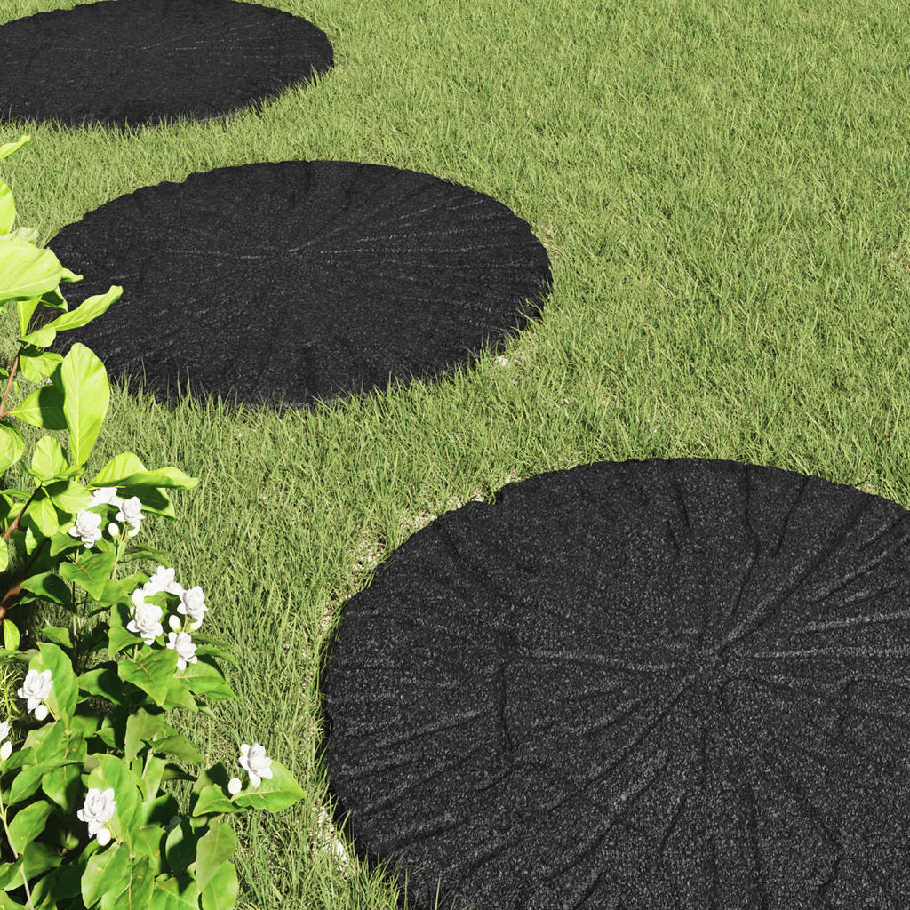 Piedra decorativa 6 pcs Negro Ø 45 x 1,8 cm Goma