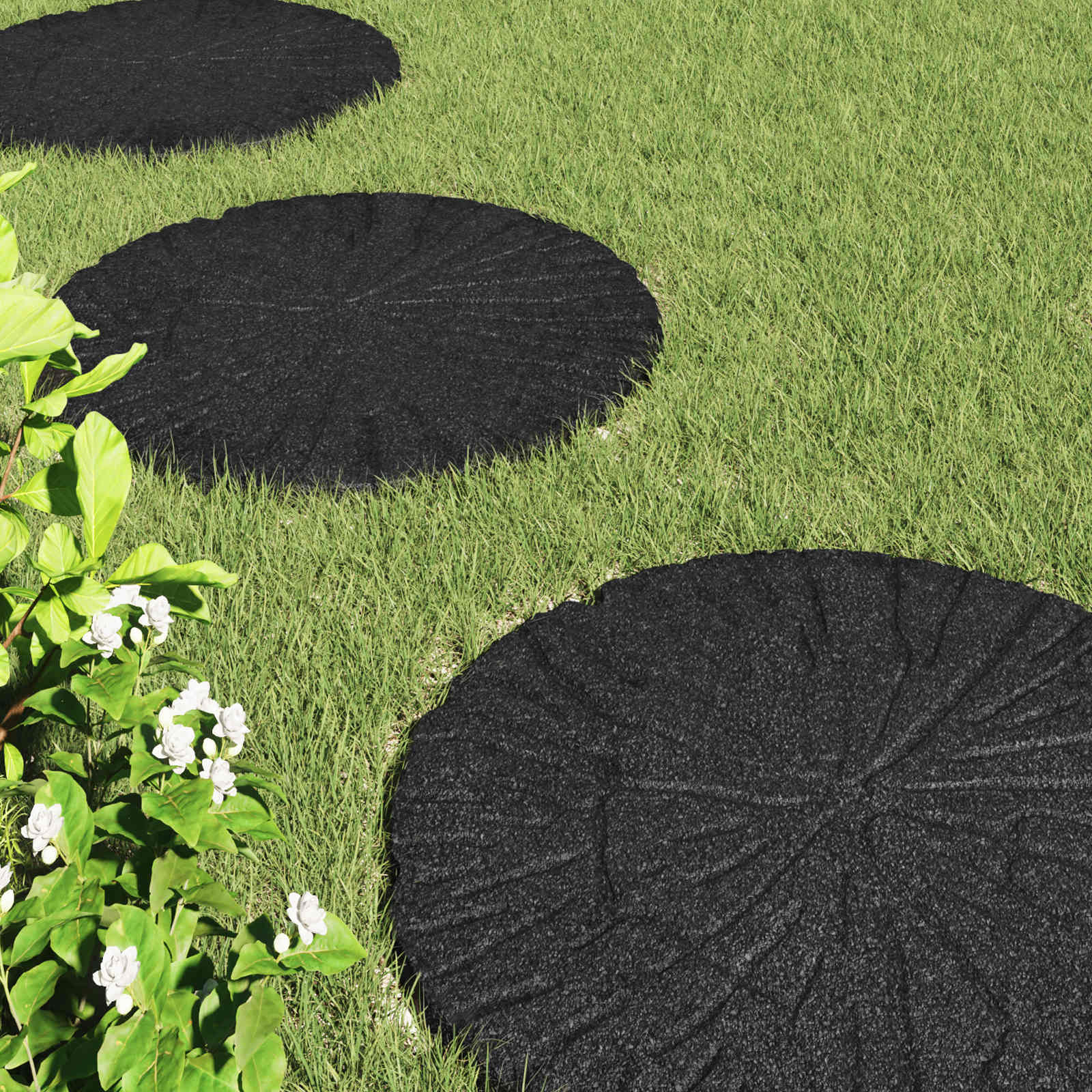 Piedra decorativa 6 pcs Negro Ø 45 x 1,8 cm Goma