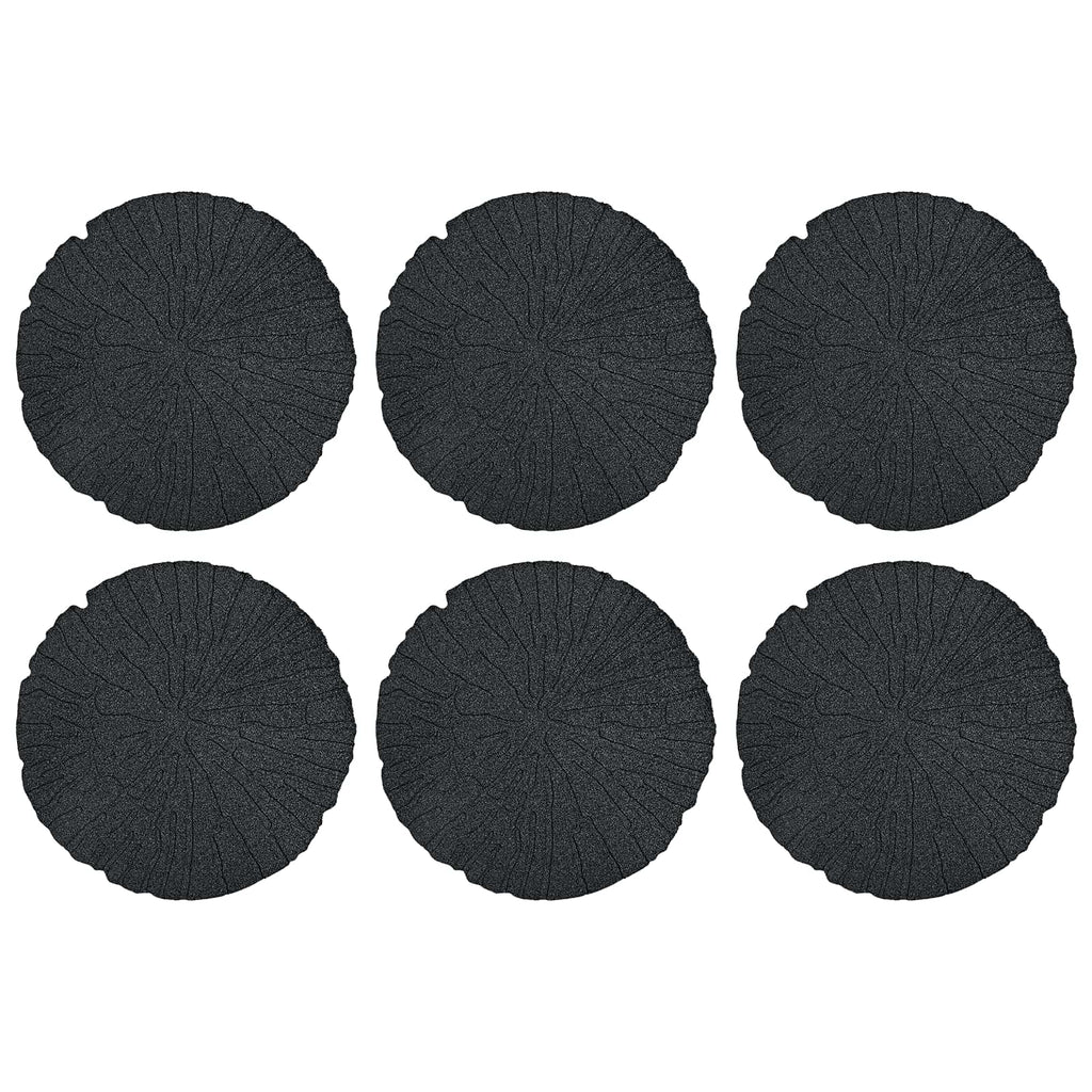 Piedra decorativa 6 pcs Negro Ø 45 x 1,8 cm Goma
