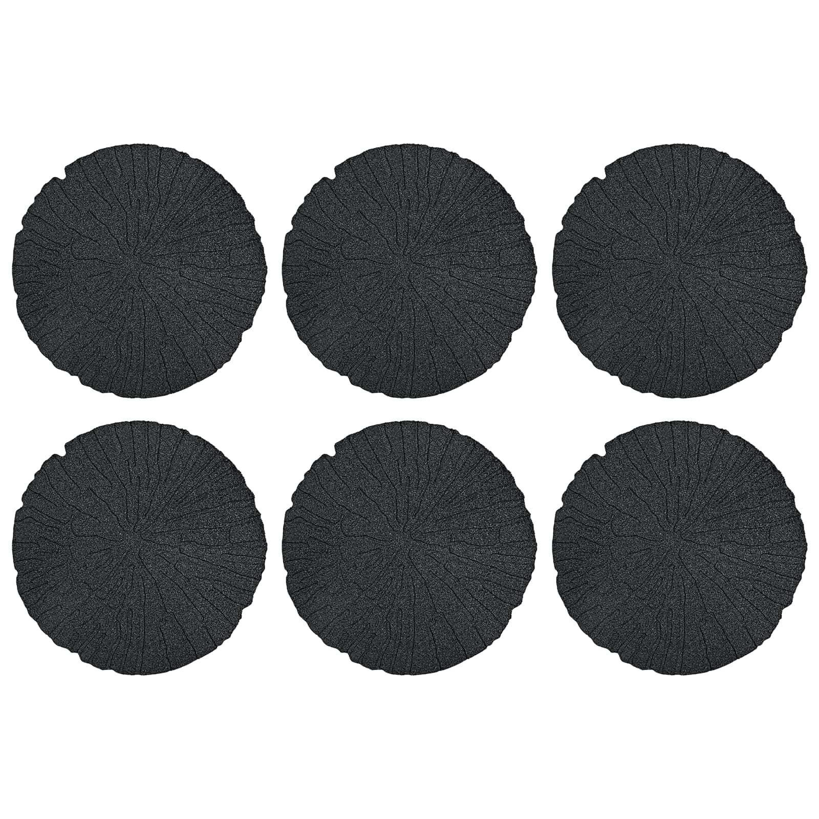 Piedra decorativa 6 pcs Negro Ø 45 x 1,8 cm Goma