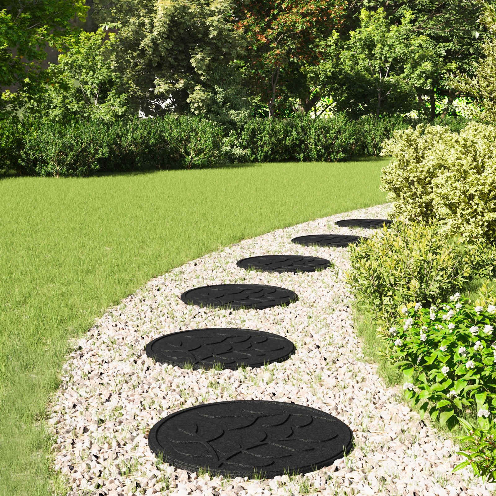 Piedra decorativa 6 pcs Negro Ø 44 x 2 cm Goma