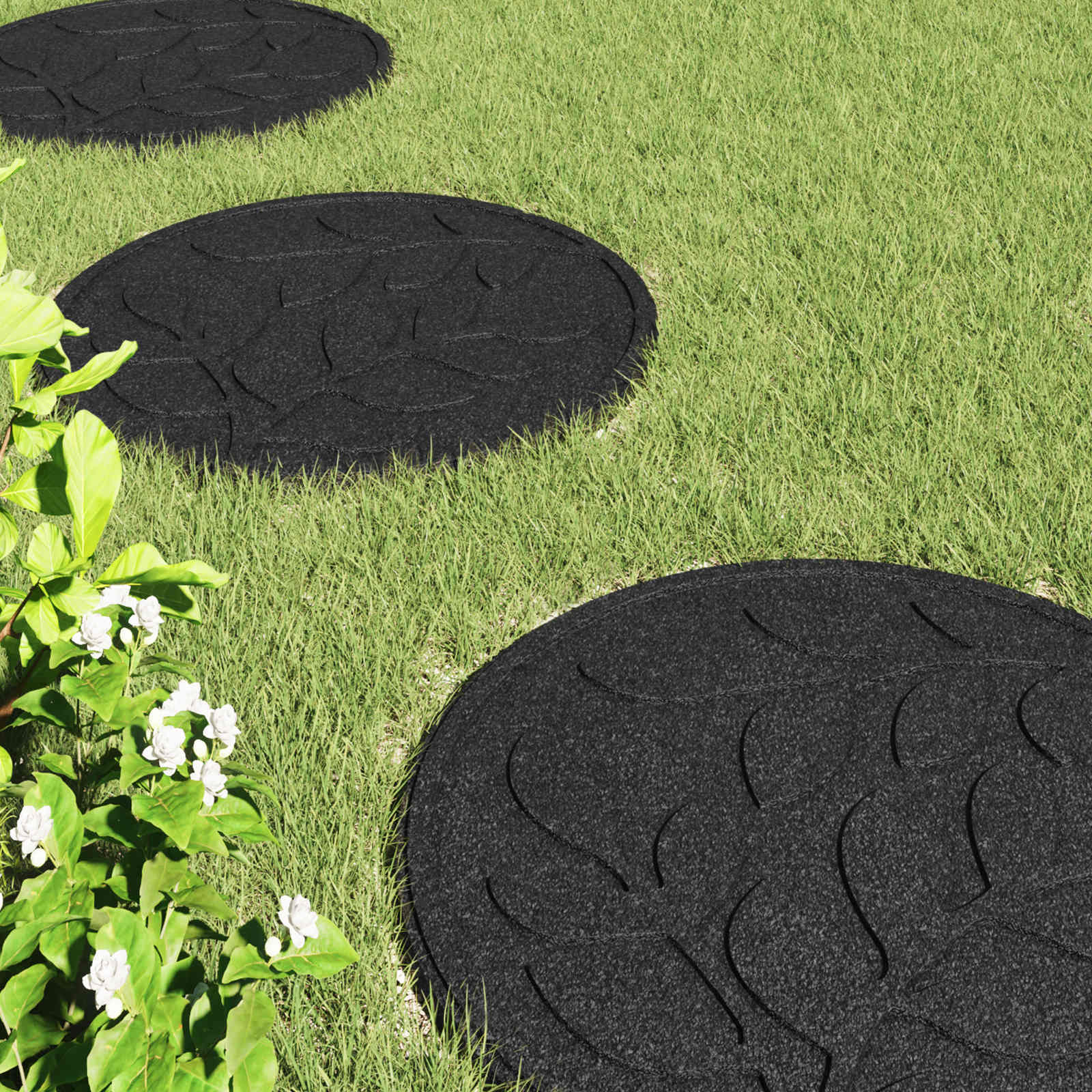 Piedra decorativa 6 pcs Negro Ø 44 x 2 cm Goma