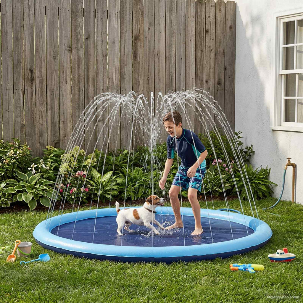 Alfombra de salpicaduras para niños y perros Azul Ø150 x 10 cm