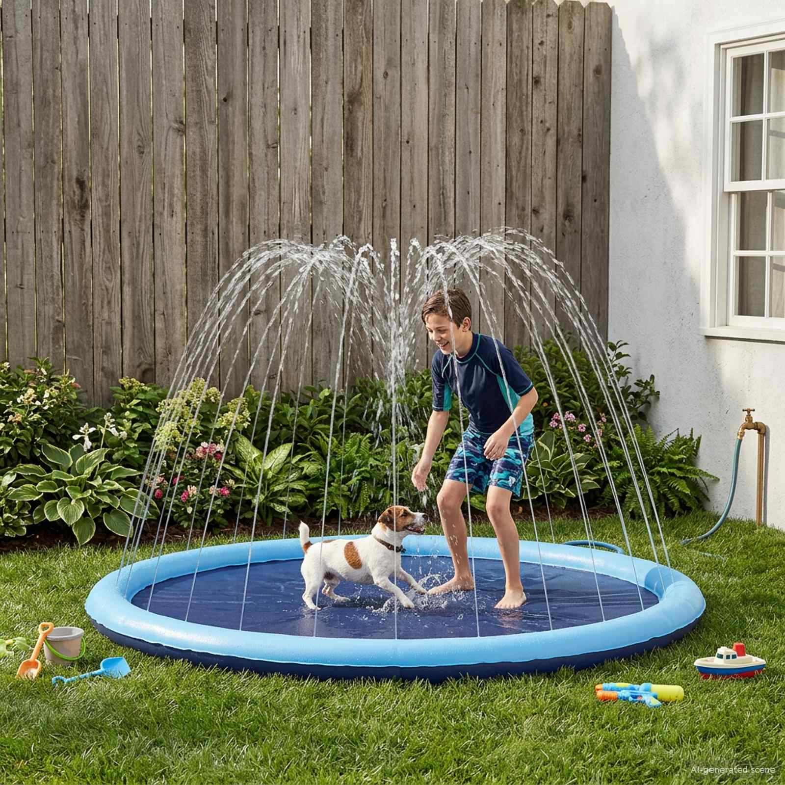 Alfombra de salpicaduras para niños y perros Azul Ø150 x 10 cm