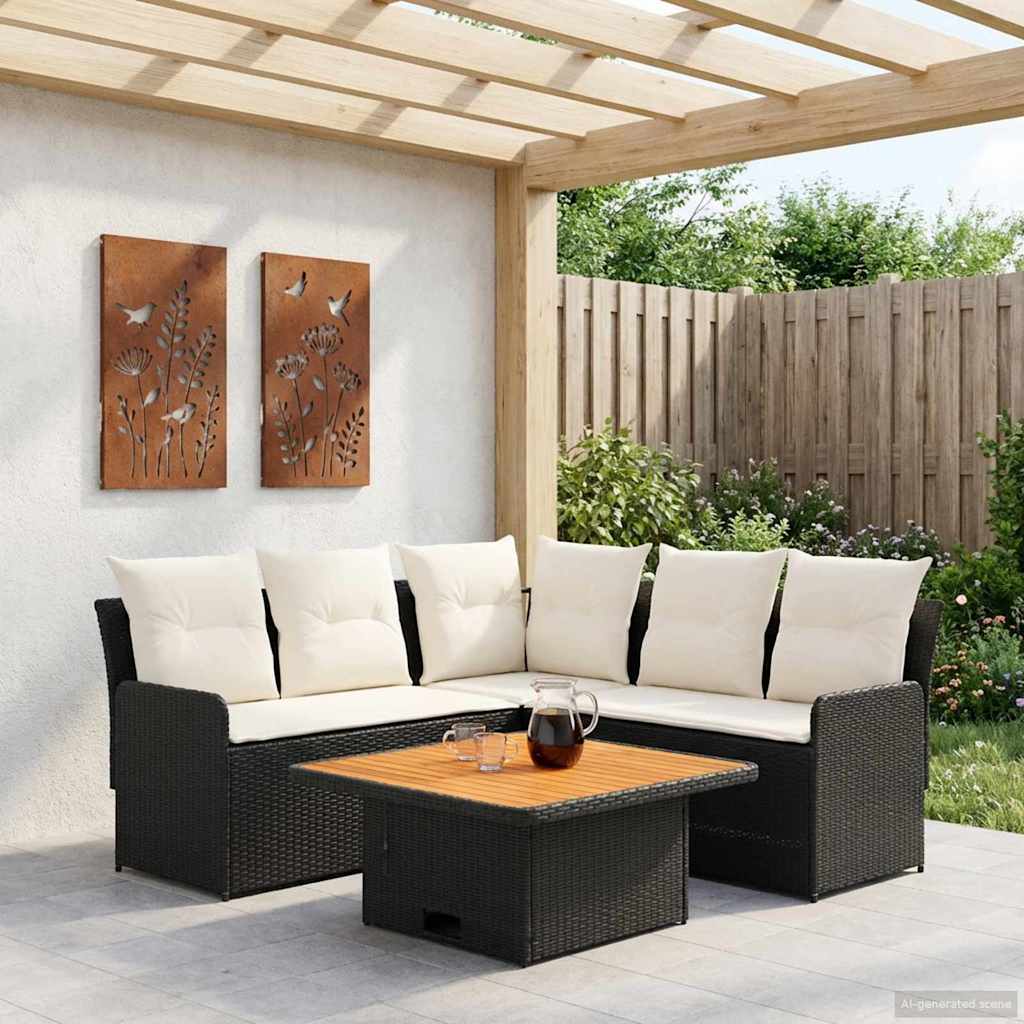 Juegos de muebles 4 pcs Beige y Crema Ratán sintético