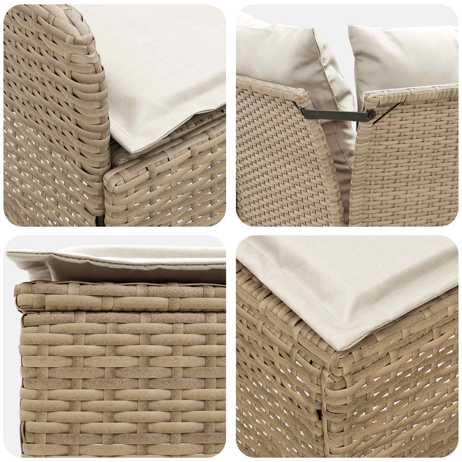 Juegos de muebles 4 pcs Beige y Crema Ratán sintético