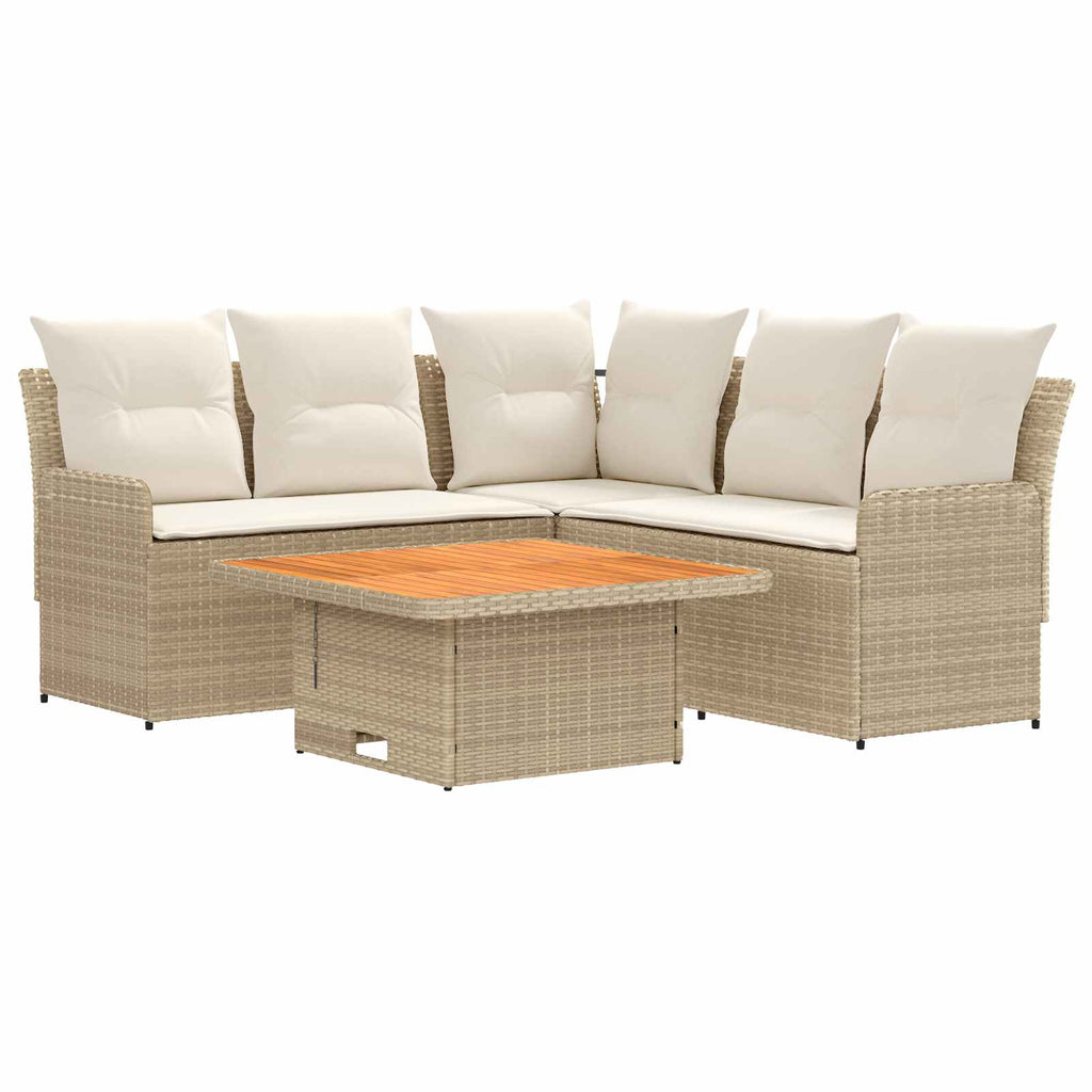 Juegos de muebles 4 pcs Beige y Crema Ratán sintético