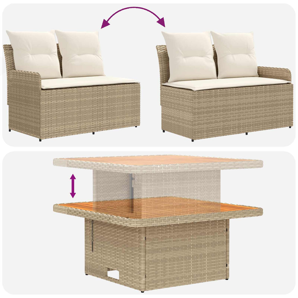 Juegos de muebles 4 pcs Beige y Crema Ratán sintético