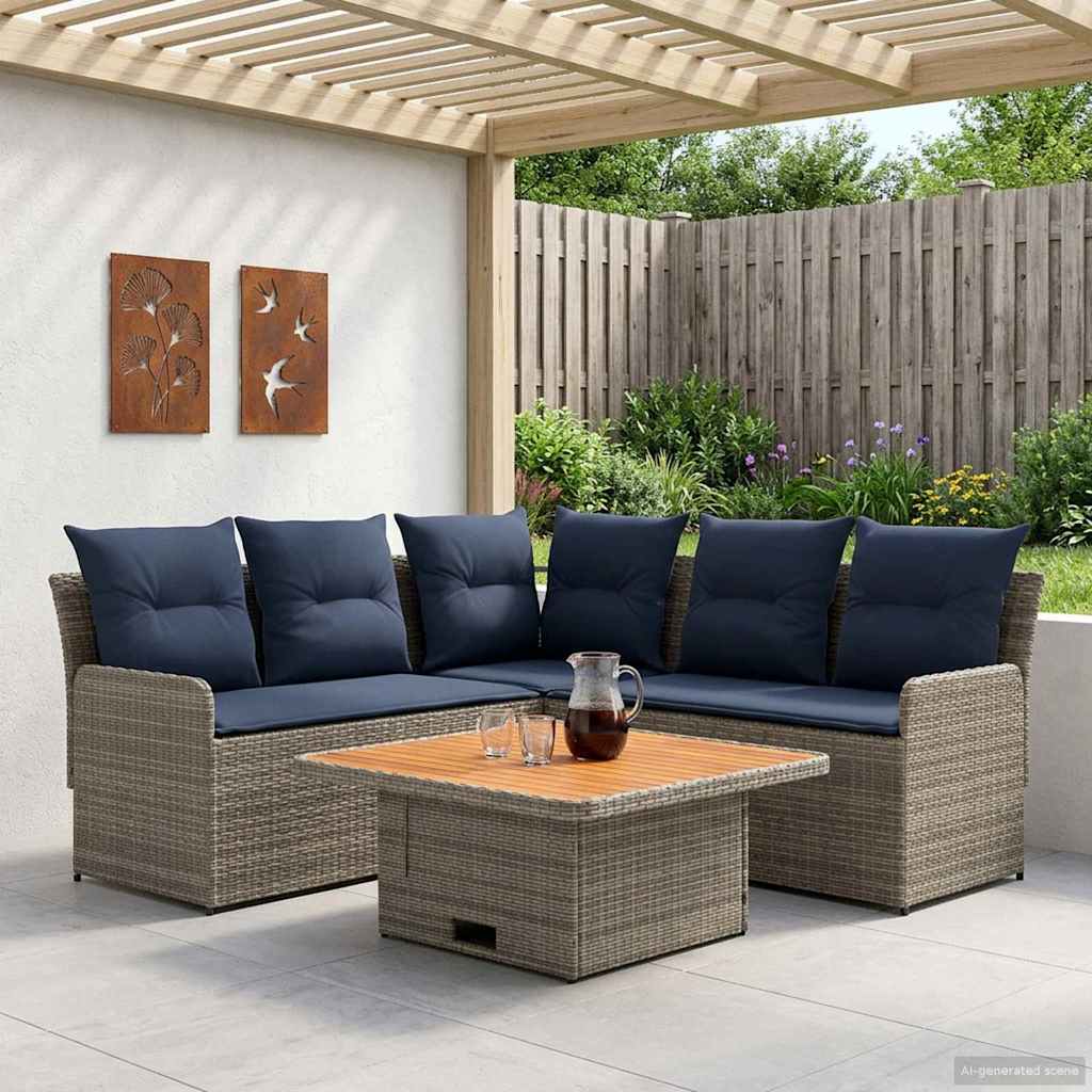 Juegos de muebles 4 pcs Beige y Crema Ratán sintético