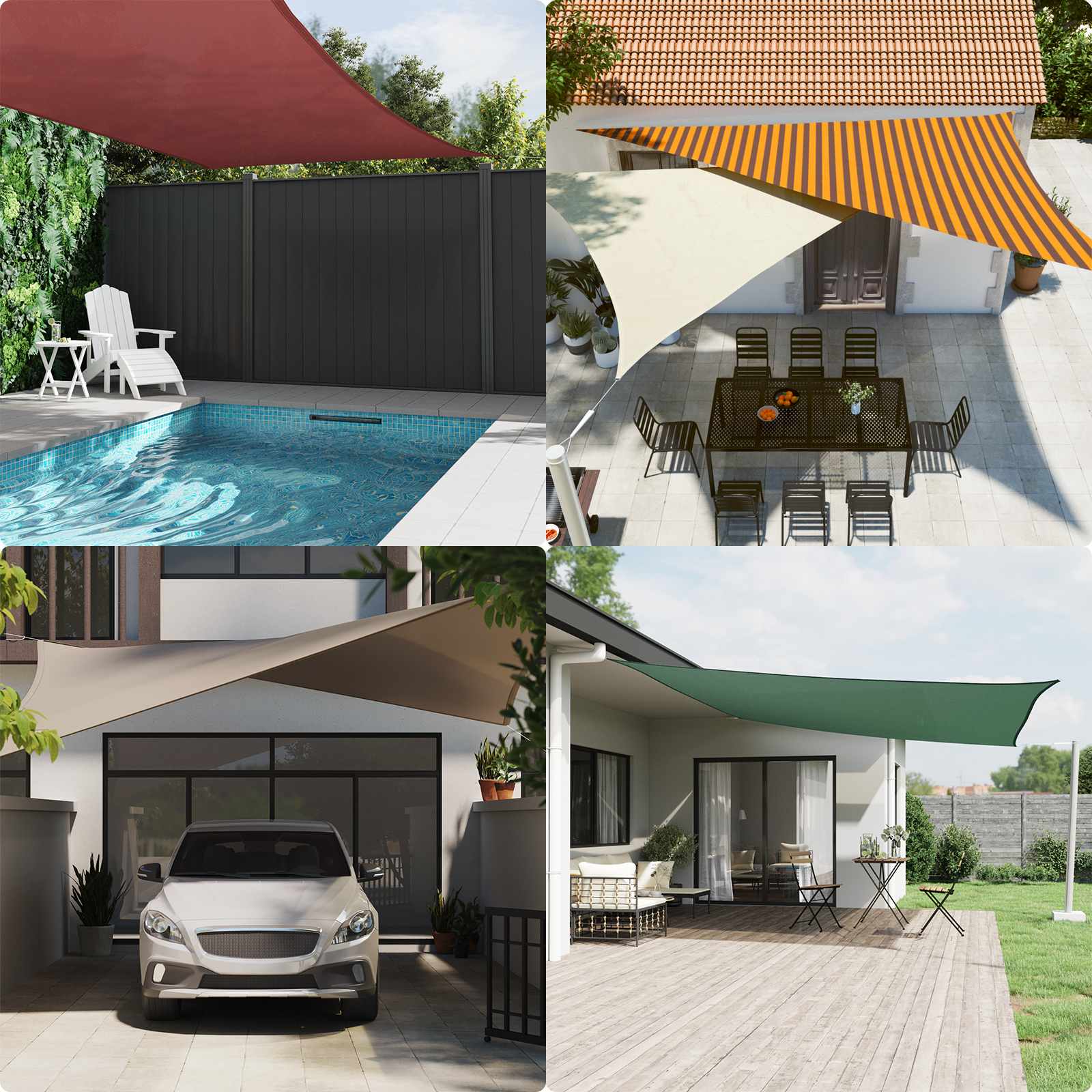 Toldo Vela de Sombra 3,5 x 2,5 m 100% Poliéster Oxford