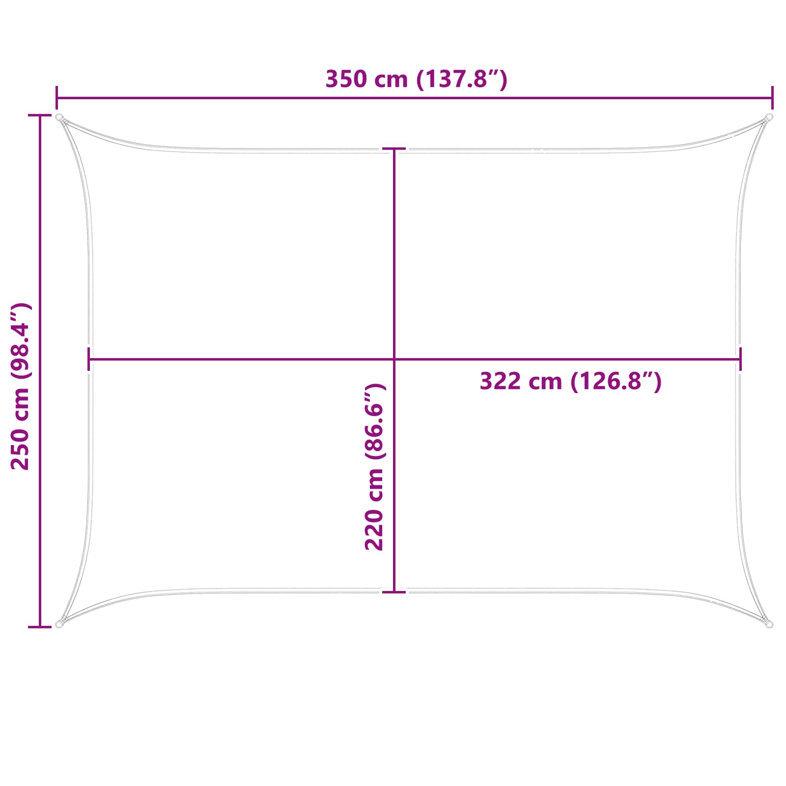 Toldo Vela de Sombra 3,5 x 2,5 m 100% Poliéster Oxford